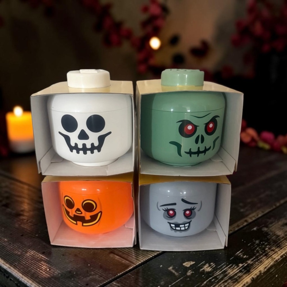 LEGO Halloween Edition Storage Head Small Set Skeleton Zombie Pumpkin Ghoul 4pk